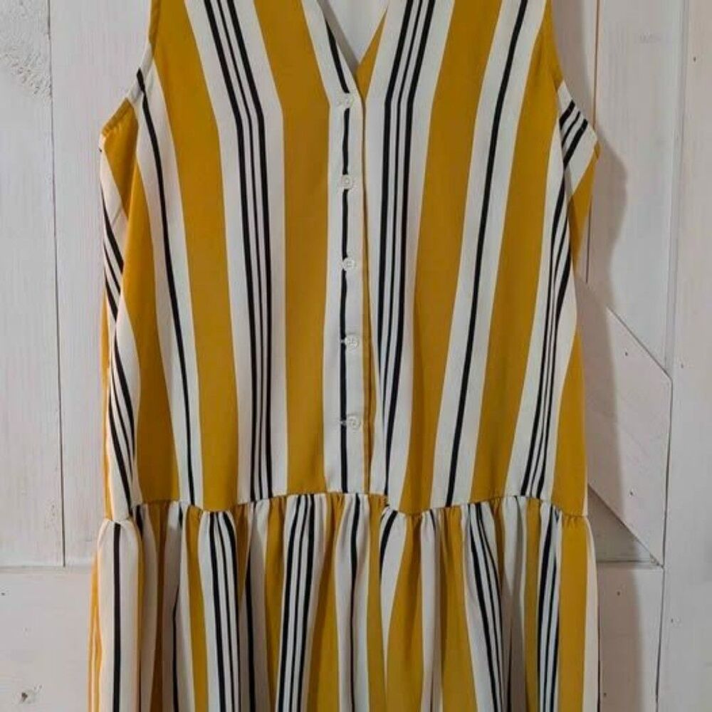 Nine West Dress, Black and Gold Stripe, Women's size Small